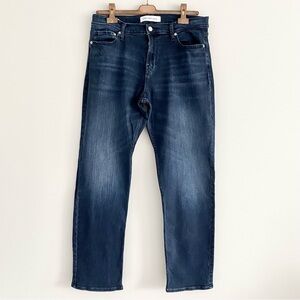 Blue Straight-Leg Jeans with Faded Effect